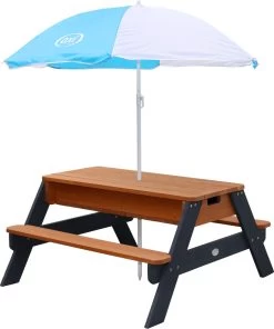 AXI Nick Zand & Water Picknicktafel In Antraciet/Bruin - Parasol Blauw/Wit - Picknick Tafel Voor Kinderen Van Hout -Tuinmeubel Verkoop 1000x1200 1