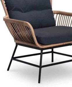 BUITEN Living Dex Wicker Loungestoel Tuin Incl. Wicker Voetenbank | Wicker + Aluminium | Bamboe Antraciet -Tuinmeubel Verkoop 1002x1200