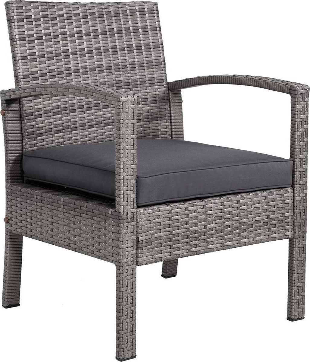 Casaria Polyrattan Loungeset – 2 Stoelen 1 Bank 1 Tafel - Antraciet 4 Casaria Polyrattan Loungeset – 2 Stoelen 1 Bank 1 Tafel - Antraciet - Afbeelding 2