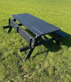 Goedkopepicknicktafels.nl | Zwarte XL Picknicktafel | Tuintafel 6 Persoons | Zwart Gespoten Gedroogd Grenen Hout! -Tuinmeubel Verkoop 1045x1200 1
