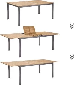 NATERIAL - Uitschuifbare Tuintafel ORIS - Uitschuifbare Tafel Voor 6 Tot 8 Personen - 180-240x100 Cm - Aluminium - Hout Eucalyptus -Tuinmeubel Verkoop 1049x1200