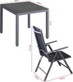 Tuinset 4 + 1 Klapstoelen Tuintafel – Aluminium 80x80cm - Grijs 30 Tuinset 4 + 1 Klapstoelen Tuintafel – Aluminium 80x80cm - Grijs -Tuinmeubel Verkoop 1059x1200 3