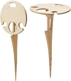 Merkloos Opvouwbare Wijntafel - Picknicktafel - Wijn Bijzettafel - Mannen Gadget - Vrouwen Cadeautjes - Moederdag Cadeautje - Bijzettafel Rond - Hout -Tuinmeubel Verkoop 1062x1200 1