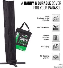 MaxxGarden Parasolhoes - Afdekhoes Voor Zweefparasol - Beschermhoes - 200-400 Cm - Met Rits En Trekkoord - Zwart -Tuinmeubel Verkoop 1105x1200 1