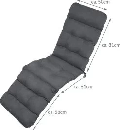 Beautissu Deckchair Kussen 200x50x8 Cm - Ligstoelkussen Antraciet - Matraskussen Voor Hangmatten En Tuin-/terrasstoelen - Flair DC -Tuinmeubel Verkoop 1112x1200