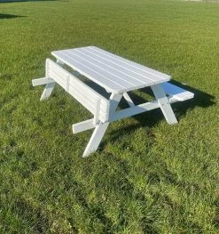 Goedkopepicknicktafels.nl | Witte XL Picknicktafel | Tuintafel 6 Persoons | Wit Gespoten Gedroogd Grenen Hout! -Tuinmeubel Verkoop 1125x1200 1