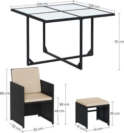Tuinmeubelset - Tuinset 4 6 8 Persoons - Eettafel En Stoelen - Set Van 9 - Terras - Tuintafel - Salontafel Met Glazen Oppervlak - Zwart Beige 14 Tuinmeubelset - Tuinset 4 6 8 Persoons - Eettafel En Stoelen - Set Van 9 - Terras - Tuintafel - Salontafel Met Glazen Oppervlak - Zwart Beige -Tuinmeubel Verkoop 1127x1200 2