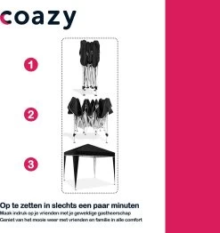 Coazy Waterdichte Partytent 3x3 Meter Opvouwbaar - Paviljoen - Easy Up - Pop-up Tent Met Haringen, Touw En Anti Slip Poten - Waterdicht - Partytenten Weerbestendig -Tuinmeubel Verkoop 1131x1200 4