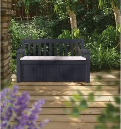 Keter Eden Garden Bench Opbergbank - 265L - 140x60x84cm - Zwart/Grijs -Tuinmeubel Verkoop 1132x1200 1