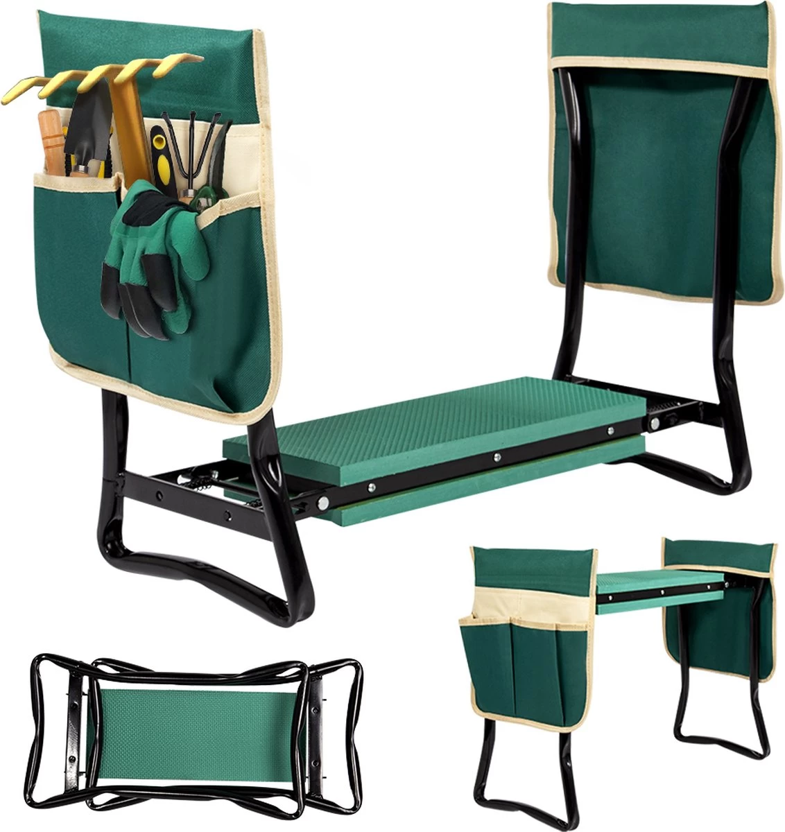 Uten - Kniebankje Tuin - Knie Steun - Tuinkruk Inklapbaar - Kniesteun Tuinieren - Kniekussen - Tot 150 Kg - Groen 3 Uten - Kniebankje Tuin - Knie Steun - Tuinkruk Inklapbaar - Kniesteun Tuinieren - Kniekussen - Tot 150 Kg - Groen