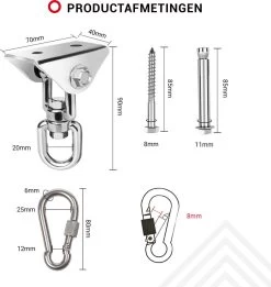 Ophangsysteem - Plafondhaak RVS - Ophanghaak TRX - Hangstoel Buiten - Hangstoel Binnen – Schommelstoel - Schommel - Bokszakken - RVS - 300kg -Tuinmeubel Verkoop 1137x1200