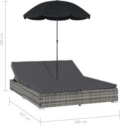 Prolenta Premium - Loungebed Met Parasol Poly Rattan Grijs -Tuinmeubel Verkoop 1139x1200 2