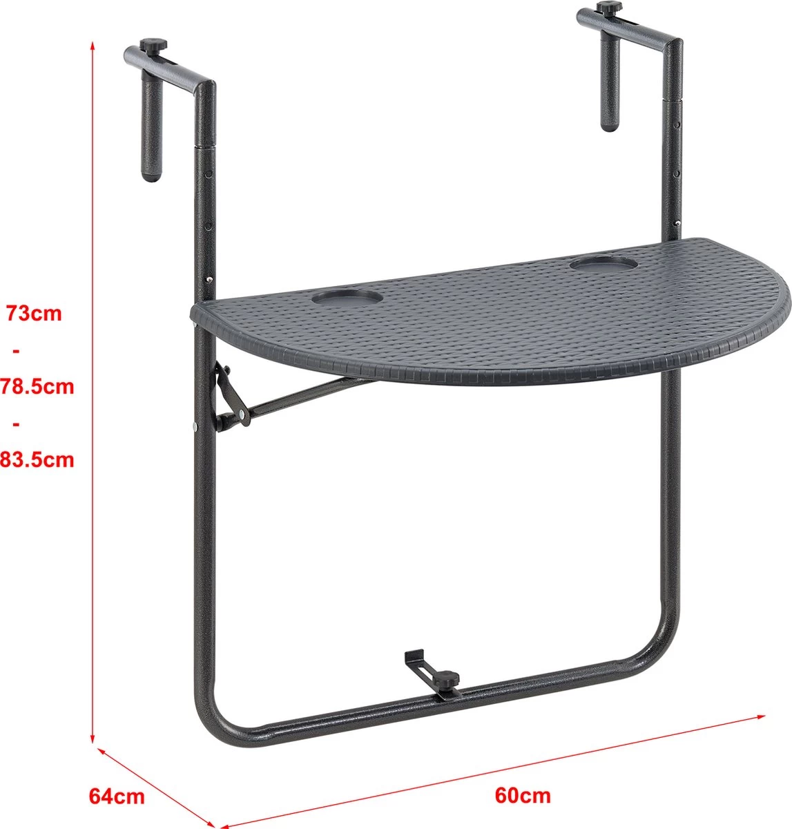 Balkontafel Cicala Inklapbaar 83,5x60x64 Cm Donkergrijs 5 Balkontafel Cicala Inklapbaar 83,5x60x64 Cm Donkergrijs - Afbeelding 3