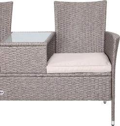 Casaria Tuinbank Polyrattan - 2-Zits Incl.Tafel - Weerbestendig Beige -Tuinmeubel Verkoop 1147x1200 2