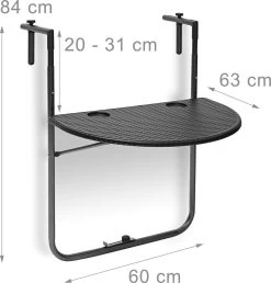 Relaxdays Balkontafel Inklapbaar, Balkon Tafel Rotan, Hangtafel Reling - Zwart -Tuinmeubel Verkoop 1149x1200 2