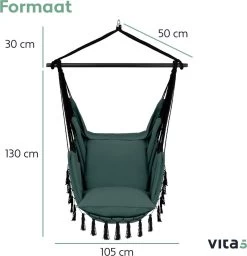 Vita5 XXL Hangstoel | Binnen&Buiten Hangnest | Incl. 2 Kussens En Boekenvak | Volwassenen&Kinderen | Hangmatstoel Tot 225kg | Donkergroen 21 Vita5 XXL Hangstoel | Binnen&Buiten Hangnest | Incl. 2 Kussens En Boekenvak | Volwassenen&Kinderen | Hangmatstoel Tot 225kg | Donkergroen -Tuinmeubel Verkoop 1159x1200 2