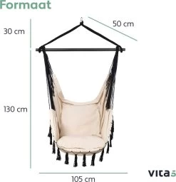 Vita5 XXL Hangstoel | Binnen&Buiten Hangnest | Incl. 2 Kussens En Boekenvak | Volwassenen&Kinderen | Hangmatstoel Tot 225kg | Beige 19 Vita5 XXL Hangstoel | Binnen&Buiten Hangnest | Incl. 2 Kussens En Boekenvak | Volwassenen&Kinderen | Hangmatstoel Tot 225kg | Beige -Tuinmeubel Verkoop 1159x1200