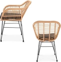 Casaria Tuinset Bali 3 Delig – 1 Tafel/2 Stoelen – Naturel Zwart -Tuinmeubel Verkoop 1175x1200 2