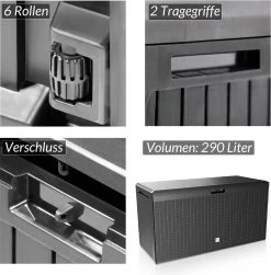 Prosperplast Opbergbox Met Deksel – Waterdicht Wielen 290 L -Antraciet 10 Prosperplast Opbergbox Met Deksel – Waterdicht Wielen 290 L -Antraciet -Tuinmeubel Verkoop 1182x1200