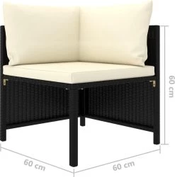 VidaXL 4-delige Loungeset Met Kussens Poly Rattan Zwart -Tuinmeubel Verkoop 1184x1200