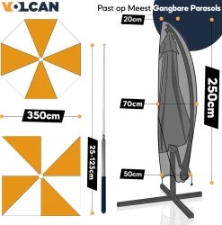 Volcan Parasolhoes Voor Zweefparasol - Tot 300cm - Waterdicht - Oxford 420D - Met Rits, Trekkoord En Stok - Zwart 12 Volcan Parasolhoes Voor Zweefparasol - Tot 300cm - Waterdicht - Oxford 420D - Met Rits, Trekkoord En Stok - Zwart -Tuinmeubel Verkoop 1187x1200 2