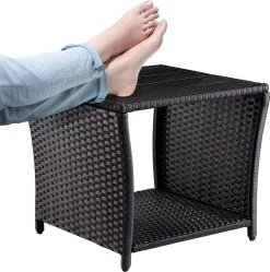 Casaria Polyrattan Bijzettafel - WPC Tafelblad 45x45x40cm – Zwart -Tuinmeubel Verkoop 1191x1200 4