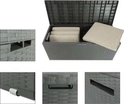 Verrijdbare Tuinkussen Opbergbox - Rattan Look - Zwart - 350 Liter -Tuinmeubel Verkoop 1200x1004 2