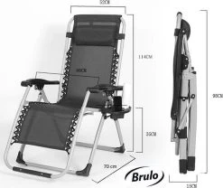 Brulo - Ligstoel Tuin - Ligstoelen - Strandstoel Opvouwbaar - Tuinstoel - Incl Tafel En Hoofdkussen -Tuinmeubel Verkoop 1200x1012