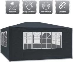 MaxxGarden Partytent - Feesttent Paviljoen - 3x3m - Antraciet -Tuinmeubel Verkoop 1200x1017