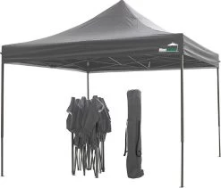 MaxxGarden Easy-up Partytent - 3x3m - Standaard - Waterdicht - Opvouwbaar - Inclusief Draagtas - Antraciet