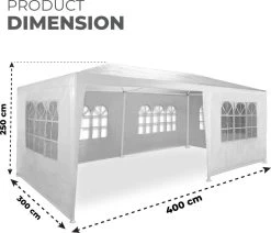MaxxGarden Partytent - Paviljoen - 300 X 600 X 250 Cm - Met Zijwanden - Waterdicht Pro - 32mm Buizen – Wit -Tuinmeubel Verkoop 1200x1030 1