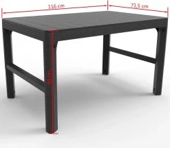 Allibert Lyon Tuintafel - 116x71,5x66/40 Cm - Grafiet -Tuinmeubel Verkoop 1200x1050 1