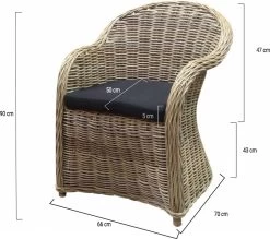 Roma Dining Tuinstoel Naturel Rotan - Suntech Kussen -Tuinmeubel Verkoop 1200x1065 1