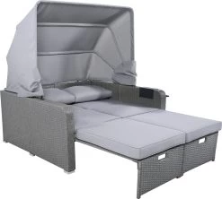 Polyrattan Patio Rieten Meubels Set Voor 2 Personen-Outdoor Rattan Sofa Set Met Intrekbare Luifel-lounge Bank-PE Rotan Loveseat Voor Achtertuin Veranda Tuin Zwembad Balkon-grijs -Tuinmeubel Verkoop 1200x1078