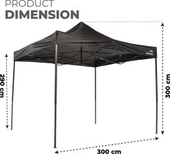 MaxxGarden Easy-up Partytent - 3x3m - Standaard - Waterdicht - Opvouwbaar - Inclusief Draagtas - Zwart -Tuinmeubel Verkoop 1200x1086 2