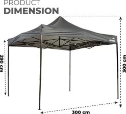 MaxxGarden Easy-up Partytent - 3x3m - Standaard - Waterdicht - Opvouwbaar - Inclusief Draagtas - Antraciet -Tuinmeubel Verkoop 1200x1086 3