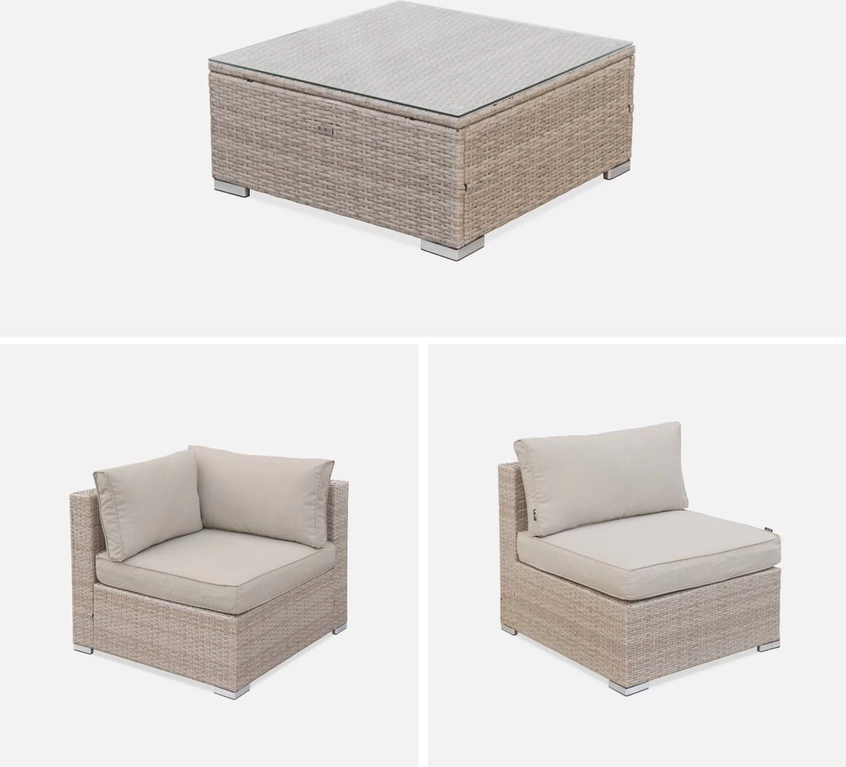 Alice's Garden Loungeset Napoli - 5 Plaatsen - Wicker - 6 Elementen - Beige/Beige 9 Alice's Garden Loungeset Napoli - 5 Plaatsen - Wicker - 6 Elementen - Beige/Beige - Afbeelding 7
