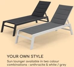 Blumfeldt Renazzo Lounge Ligstoel - Ligbed Voor De Tuin - Aluminium Tuinstoel - 6 Standen - Waterafstotend - Bekleding Van 70 % Pvc En 30 % Polyetheen - Zwart -Tuinmeubel Verkoop 1200x1089