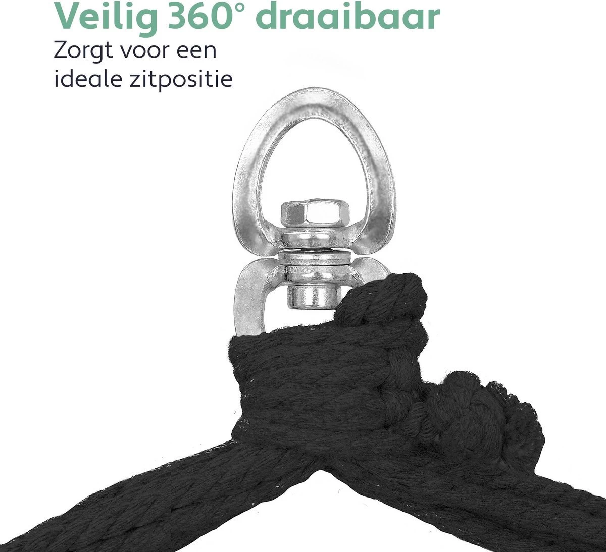 Vita5 XXL Hangstoel | Binnen&Buiten Hangnest | Incl. 2 Kussens En Boekenvak | Volwassenen&Kinderen | Hangmatstoel Tot 225kg | Donkergroen 11 Vita5 XXL Hangstoel | Binnen&Buiten Hangnest | Incl. 2 Kussens En Boekenvak | Volwassenen&Kinderen | Hangmatstoel Tot 225kg | Donkergroen - Afbeelding 9