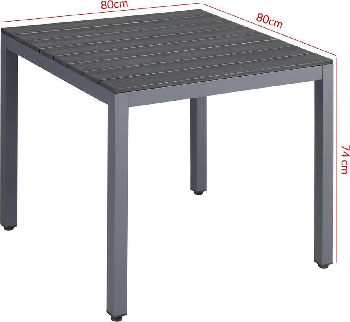Tuinset 4 + 1 Klapstoelen Tuintafel – Aluminium 80x80cm - Grijs 8 Tuinset 4 + 1 Klapstoelen Tuintafel – Aluminium 80x80cm - Grijs - Afbeelding 6