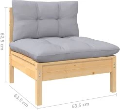 VidaXL 3-delige Loungeset Met Grijze Kussens Massief Grenenhout -Tuinmeubel Verkoop 1200x1105