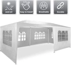 MaxxGarden Partytent - Paviljoen - 300 X 600 X 250 Cm - Met Zijwanden - Waterdicht Pro - 32mm Buizen – Wit -Tuinmeubel Verkoop 1200x1108