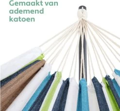 Vita5 Hangmat Met Standaard – 2 Persoons – Incl. Bekerhouder – 205kg Draaggewicht – Groen/Blauw -Tuinmeubel Verkoop 1200x1111