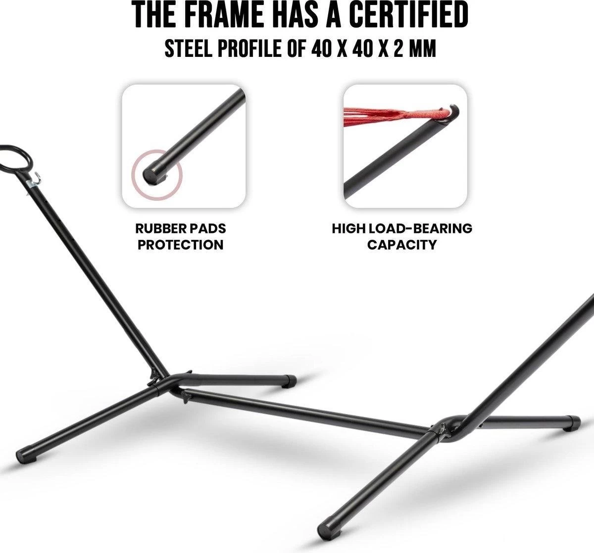 Pro Garden Standaard Voor Hangmat / Hangmat Standaard - Metaal - Zwart 5 Pro Garden Standaard Voor Hangmat / Hangmat Standaard - Metaal - Zwart - Afbeelding 3