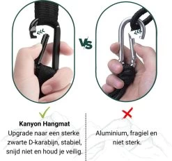 Kanyon Hangmat - Incl. Karabijnhaken En Riemen - Licht Parachutestof - 260 X 140 Cm - Tot 200kg - Groen/Khaki -Tuinmeubel Verkoop 1200x1125