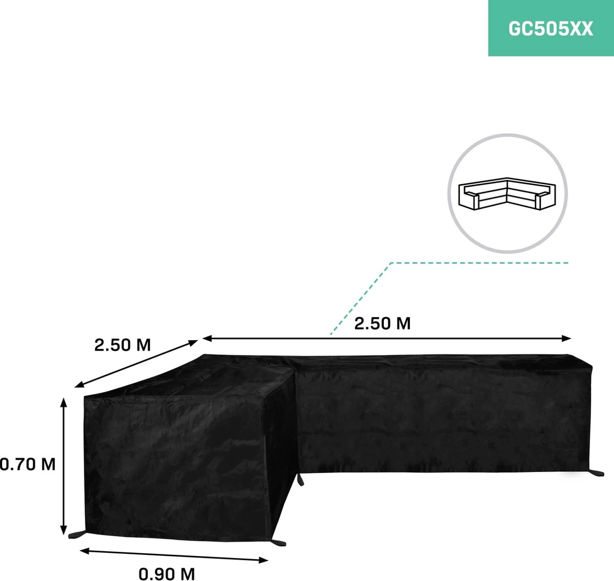 VONROC Premium Tuinbank Beschermhoes – L-vorm - 250/90 X 250/90 X 70cm 4 VONROC Premium Tuinbank Beschermhoes – L-vorm - 250/90 X 250/90 X 70cm - Afbeelding 2