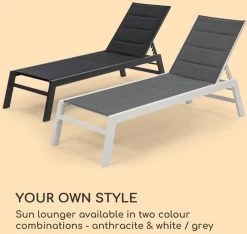 Blumfeldt Renazzo Lounge Ligstoel - Ligbed Voor De Tuin - Aluminium Tuinstoel - 6 Standen - Waterafstotend - Bekleding Van 70 % Pvc En 30 % Polyetheen - Grijs -Tuinmeubel Verkoop 1200x1137 1