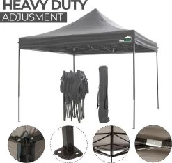 MaxxGarden Easy-up Partytent - 3x3m - Standaard - Waterdicht - Opvouwbaar - Inclusief Draagtas - Antraciet -Tuinmeubel Verkoop 1200x1137 4
