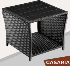 Casaria Polyrattan Bijzettafel - WPC Tafelblad 45x45x40cm – Zwart -Tuinmeubel Verkoop 1200x1138 2