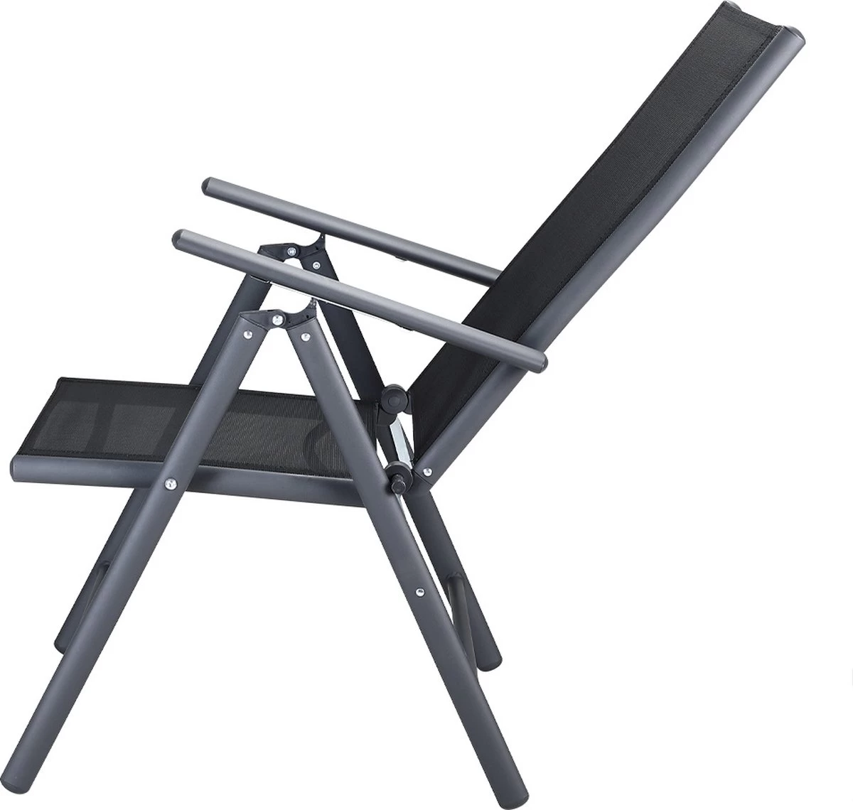 Tuinset 4 + 1 Klapstoelen Tuintafel – Aluminium 80x80cm - Grijs 14 Tuinset 4 + 1 Klapstoelen Tuintafel – Aluminium 80x80cm - Grijs - Afbeelding 12